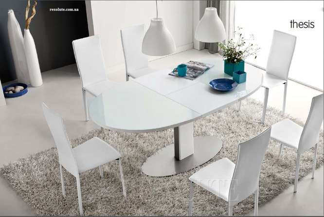 Стол металлический со стеклом Olivo&Godeassi 4756-E Thesis White 